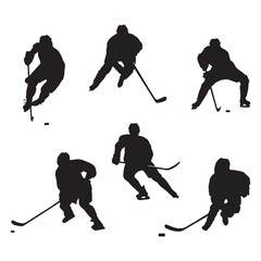 Ice Hockey Players Vector Silhouette