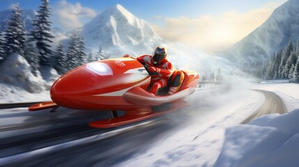 Bobsled sport, extreme winter sport.