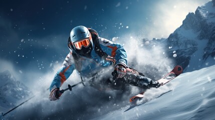 Snowboarder in mountains. Extreme winter sport.