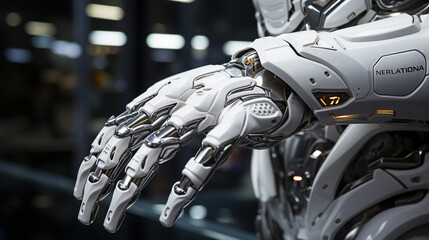 Futuristic robotic artificial hand white color