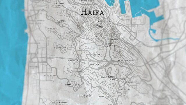 Haifa, Israel Paper Travel Map, Slider Shot