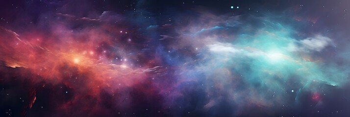 Obraz premium A vibrant celestial landscape filled with stars and wispy clouds