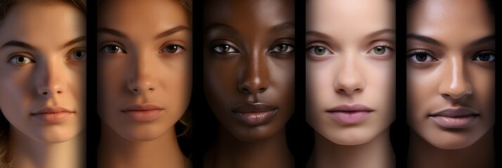 Obraz premium A diverse group of women showcasing various facial expressions