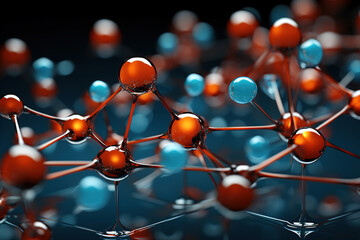 3D Molecular structure mockup diagram.