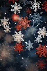 Fototapeta na wymiar Christmas background with blurry snowflakes. Season greetings concept. Generative AI