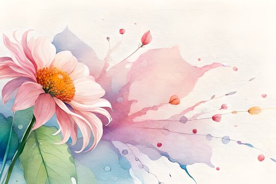 Watercolor painting of beautiful flower petal 