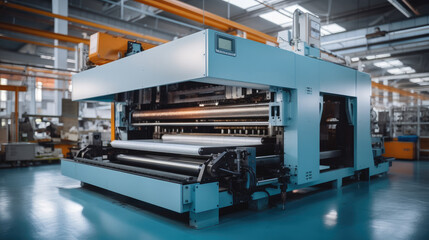 Large printing press at industry factory. - obrazy, fototapety, plakaty
