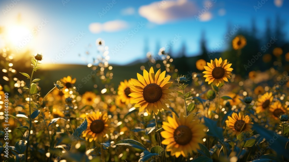 Wall mural field of sunflowers