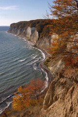 Gorgeous view to the Jasmund chalk cliffs in beautiful autumn colors.