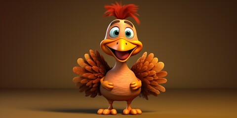 cute Thanksgiving turkey character cartoon  - Powered by Adobe