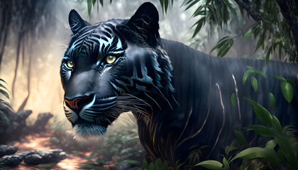 portrait of a black tiger