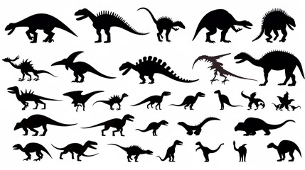 Dinosaur silhouettes set Vector illustration isolat
