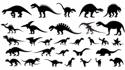 Fotobehang Dinosaur silhouettes set Vector illustration isolat © Yzid ART