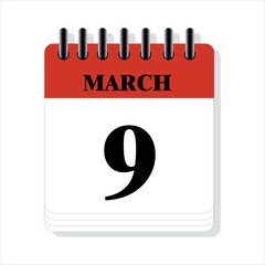 March 9 calendar date design