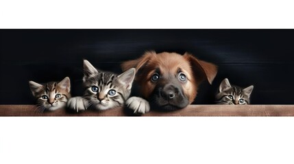 Dogs and Cats Peeking Over Web Banner