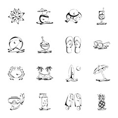 Bundle of Tropical Elements Glyph Icons 


