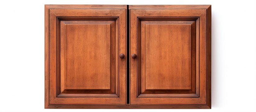 Brown wall cabinet with clipping path on white background