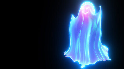 3d render of neon ghost on the black background