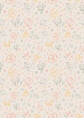 Beautiful blossoming magnolia flowers patterned