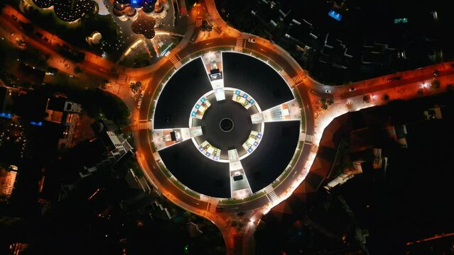 night city view, illuminated light street and road, commercial center, Tenerife