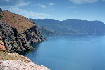 Fototapeta na wymiar Beautiful seascape with a rocks shore. Crimea, Ukraine.