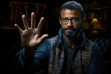 A linguistic anthropologist studying sign languages and their cultural significance in deaf communities. Concept of sign language. Generative Ai.