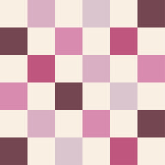 Checkerboard background. Geometric pastel square texture in vintage style. Plaid pattern background. Groovy hippie chessboard pattern.Purple checkered pattern.