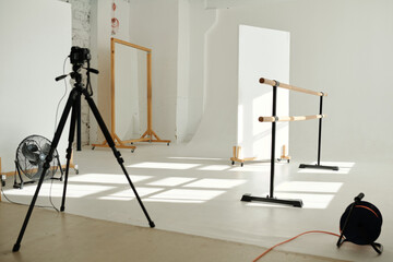 Part of spacious photo studio with technical equipment and other property necessary for shootings...