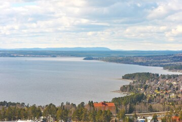 Obraz premium far away. Winter city in the north. Sweden Östersund.