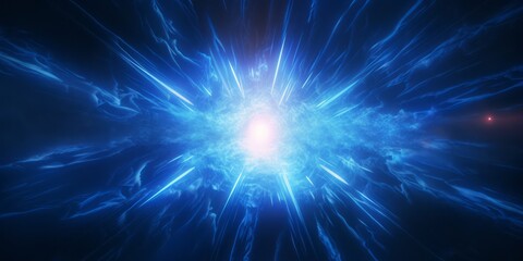 Fototapeta premium Nuclear Fusion Ablaze: An Artistic Explosion of Blue Energy in the Cosmic Backdrop