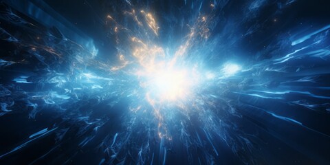 Nuclear Fusion Ablaze: An Artistic Explosion of Blue Energy in the Cosmic Backdrop