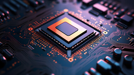 Fototapeta premium electronic circuit board with processor