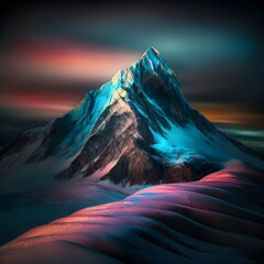 solarized photography of an opalescent mountain moments before sunrise 