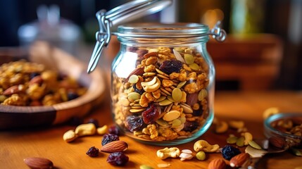 dried fruit and nuts - obrazy, fototapety, plakaty