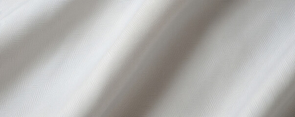 Closeup of a light grey herringbone fabric, featuring a subtle play of horizontal and vertical lines that create a smooth and uniform texture.