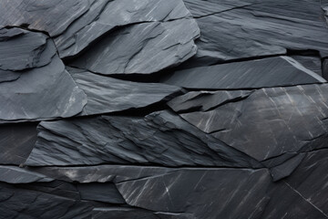 Closeup of slate with a rough cleft texture, defined by its bold and jagged edges. Its uneven surface adds a touch of drama to any space.