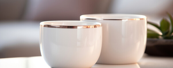 Closeup of Glossy White Porcelain with a faint pearlescent sheen, adding a touch of glamour and luxury to any interior.
