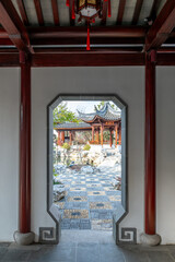 Chinese garden courtyard building entrance gate