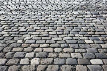 Texture of a modern cobblestone street, with larger, uniform stones and a polished, glossy finish.