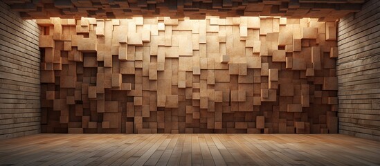 Abstract indoor room with wooden and brick background