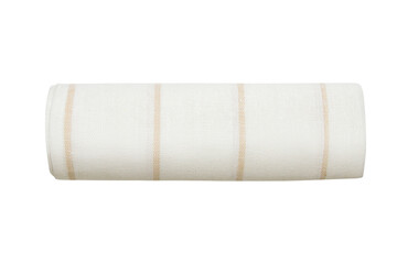 Folded white striped towel. On an empty background. PNG