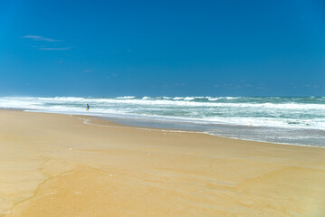 Fototapeta na wymiar Deserted shore, waves and sky of the Atlantic Ocean