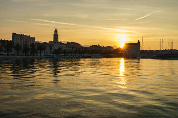 Fototapeta premium Split town at sunrise in Dalmatia, Croatia