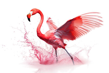 Funky Flamingos Graceful Dance on isolated background
