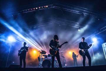 Rock band performs on stage