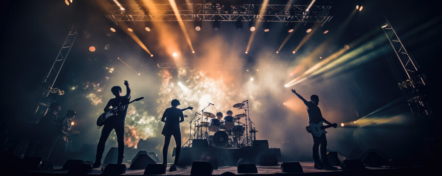 Rock band performs on stage