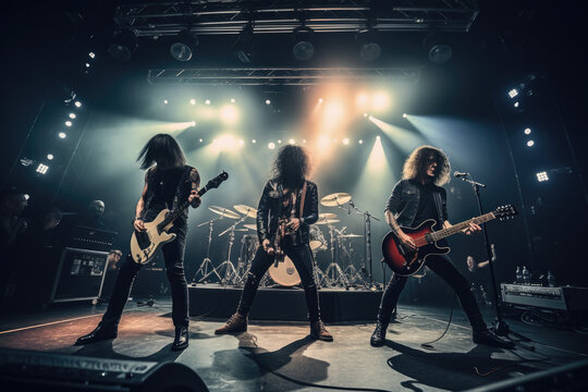 Rock band performs on stage