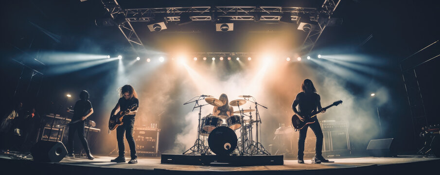 Rock band performs on stage