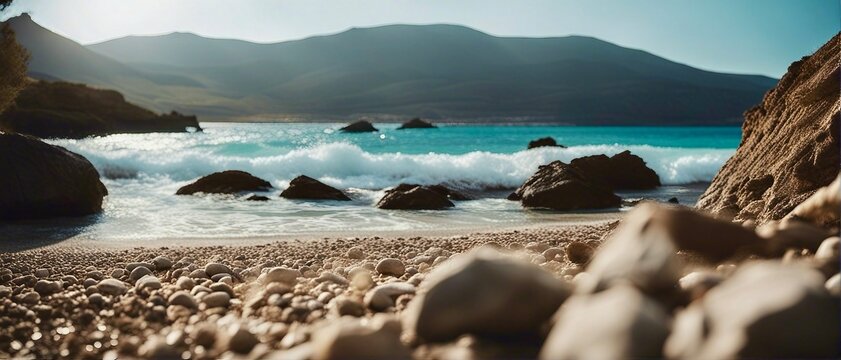 Beautiful travel beach place, with colored water and awesome nature, wide photo