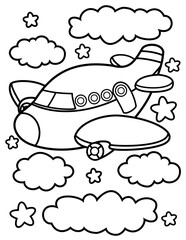 Airplane coloring page for kids
